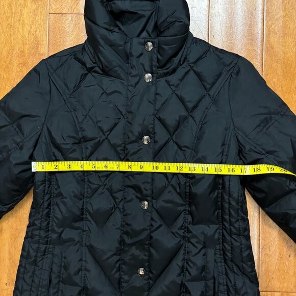 London Fog Down Feathers Coat Women Medium Quilted Puffer Classic Gothic *flaw* - Picture 8 of 15